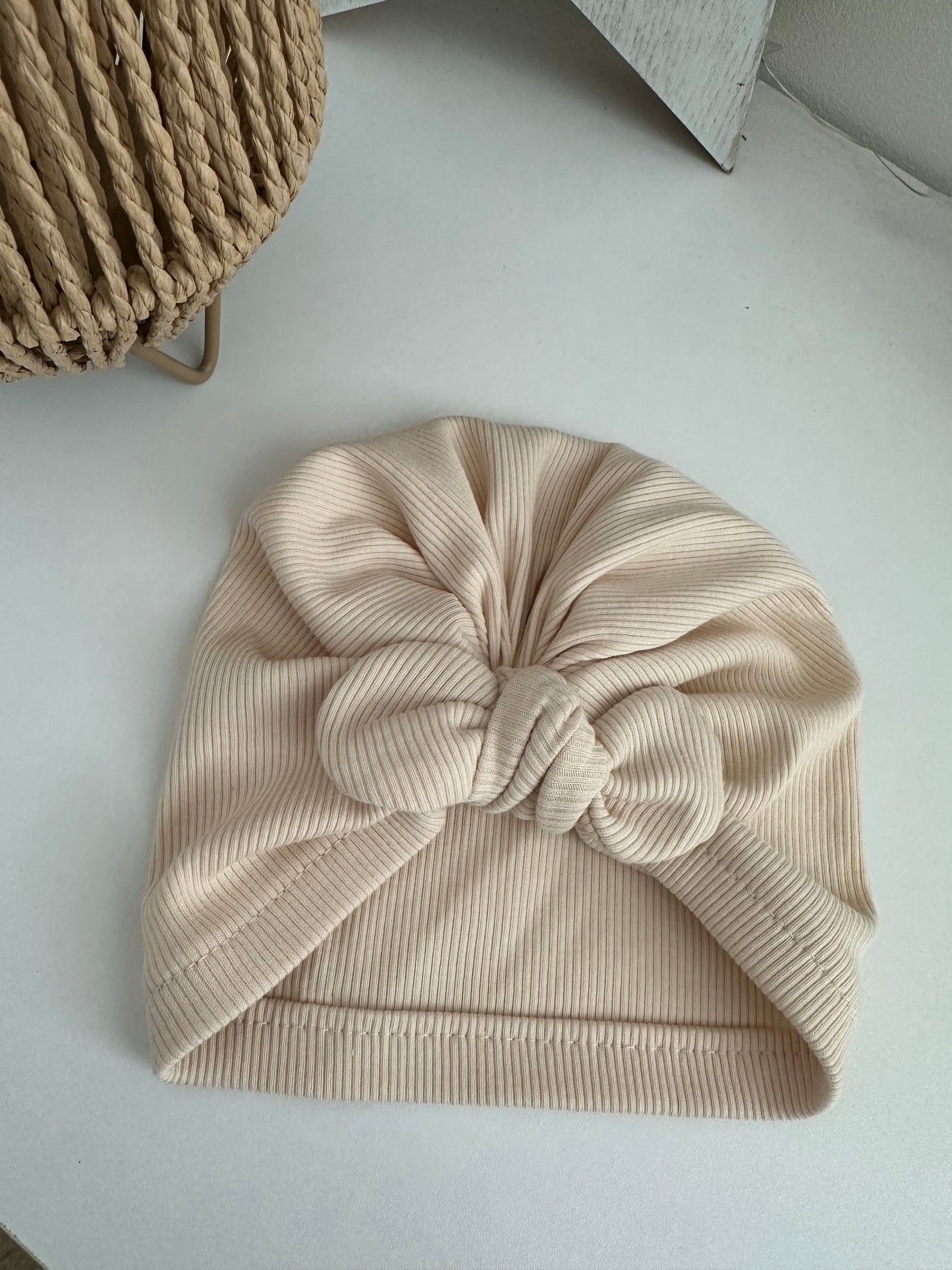 Turban jersey écru cotelé