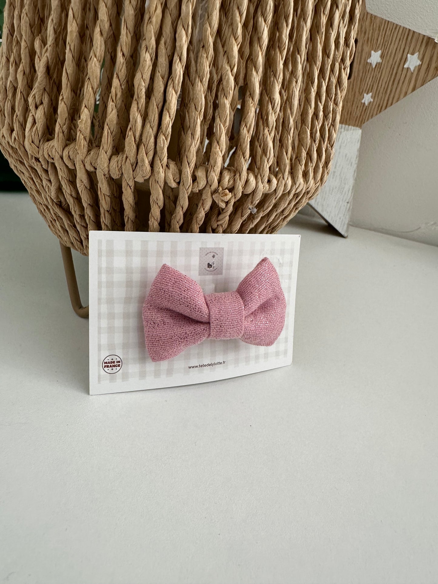 Mini nœud rose irisé