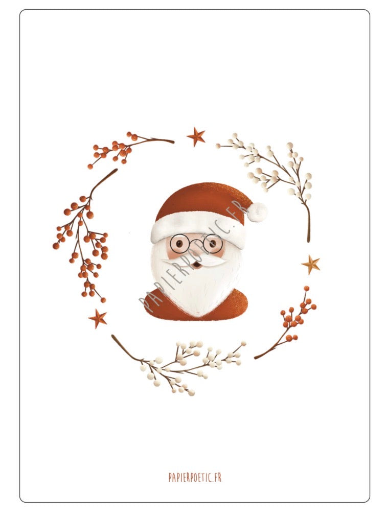 Carte Couronne Père Noël