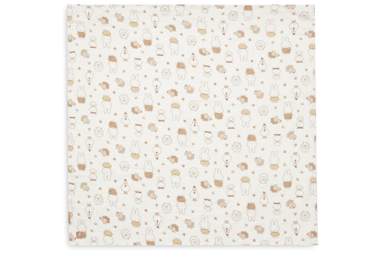 Lange Gaze de Coton 115x115cm - Miffy Family Farm - 2 Unités