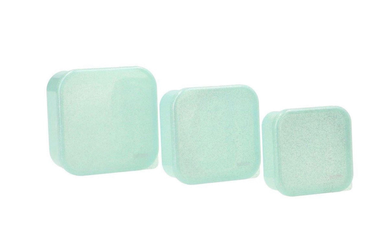3 Boîtes a lunch à paillettes turquoise