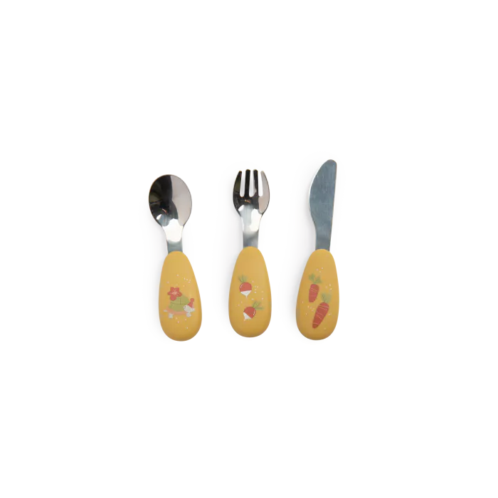 Set couverts silicone - Trois petits Lapins