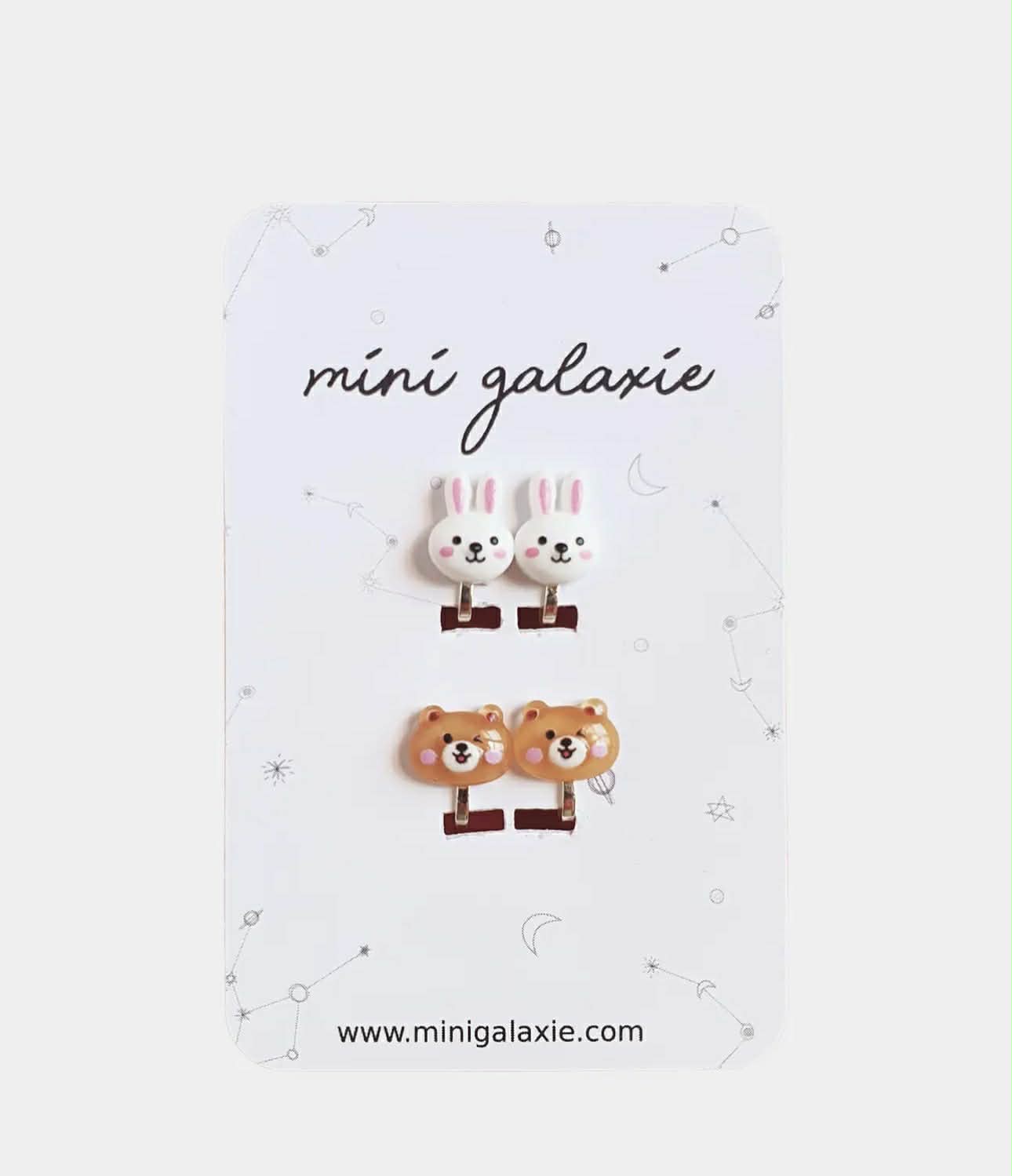 Boucles d’oreilles à clips enfant - Lapin et ours