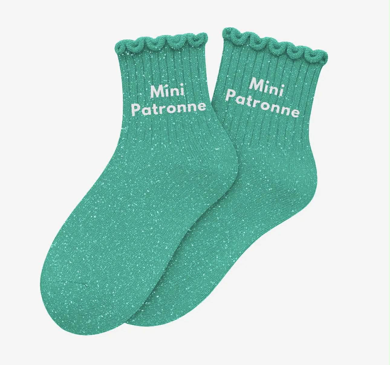 Chaussettes enfants à paillettes - Mini Patronne Verte