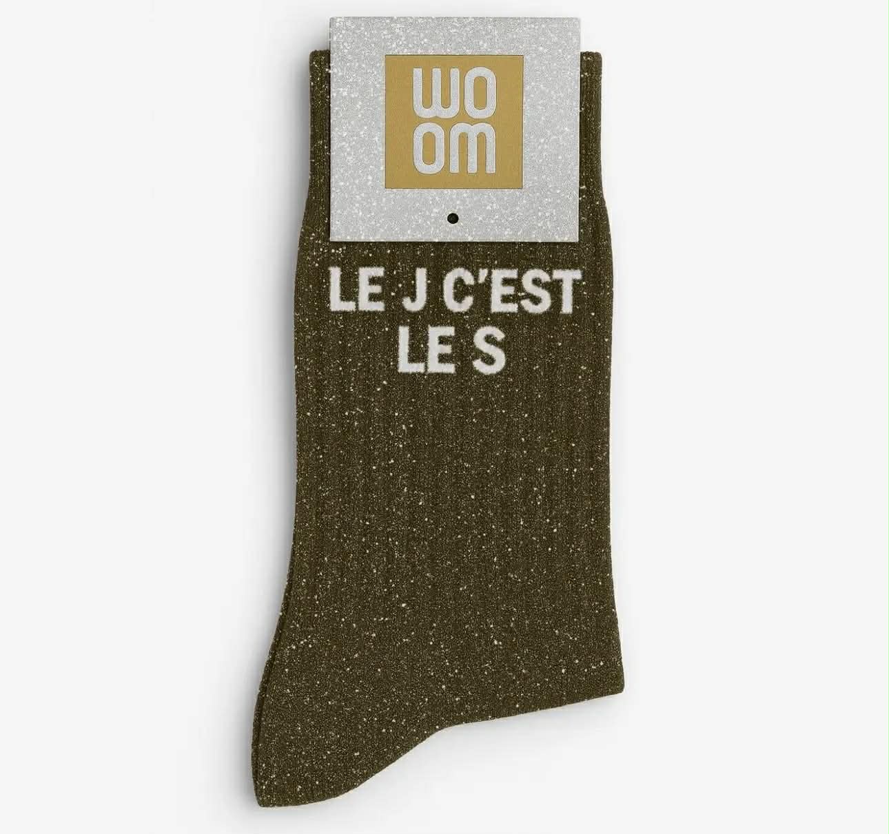 Chaussettes à paillettes - Le J c’est le S kaki