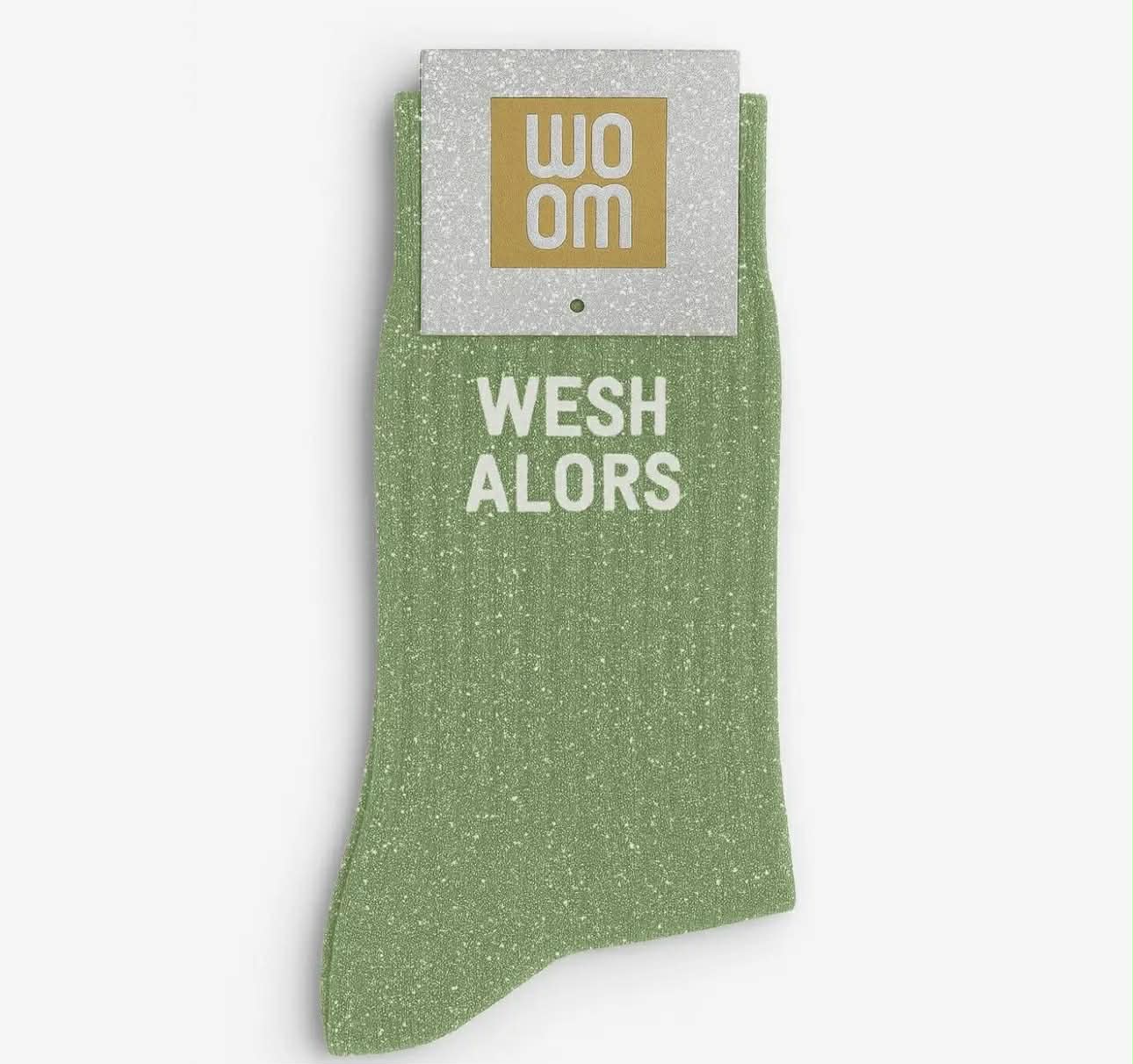 Chaussettes à paillettes - Wesh alors vert Amande