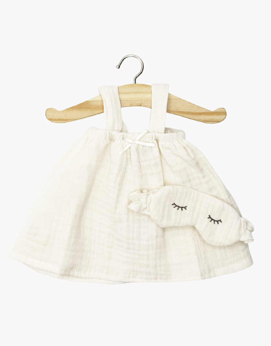 Chemise de nuit Mila et son masque Dodo à volants en gaze de coton coco