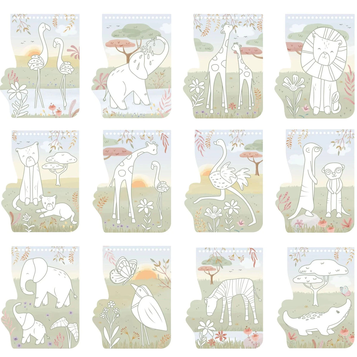 Cahier de coloriage flamant rose - Safari Friends