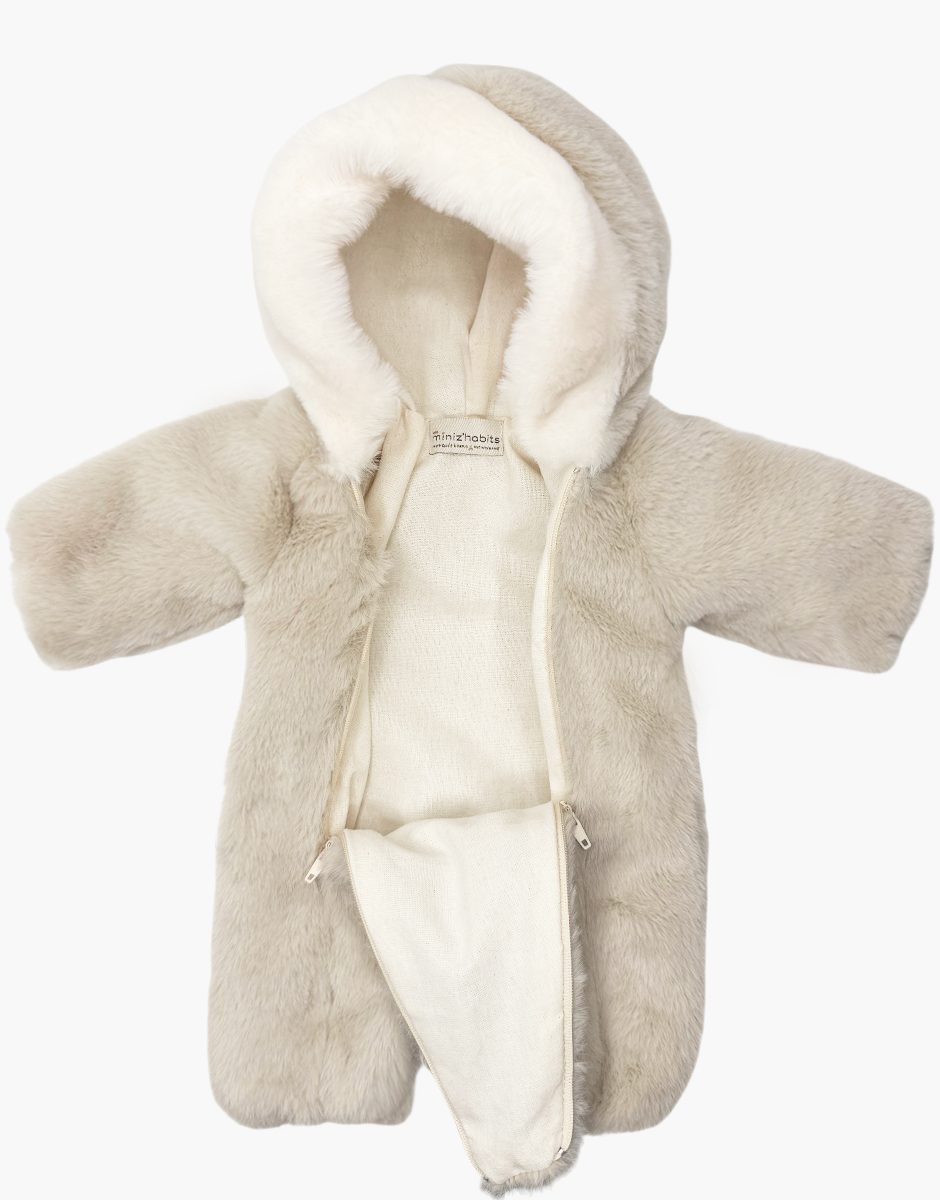 Bambinis – Combinaison de ski Carlota en fausse fourrure beige