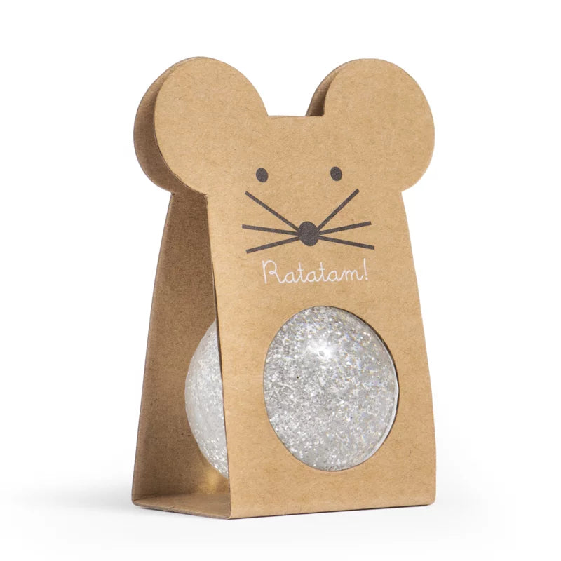 Balle rebondissante souris pailletée – Argent