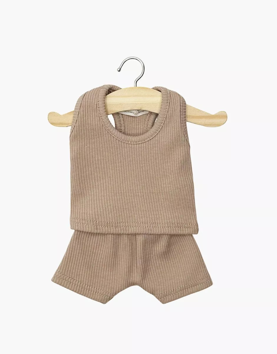 Dessous garçon Marcel en maille côtelée moka - CG.17.414