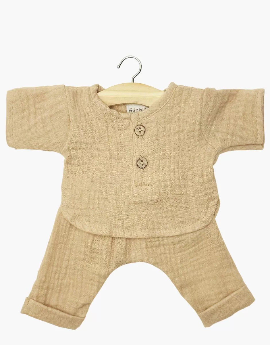 Ensemble Andrea manches longues en gaze de coton latte CG.17.405