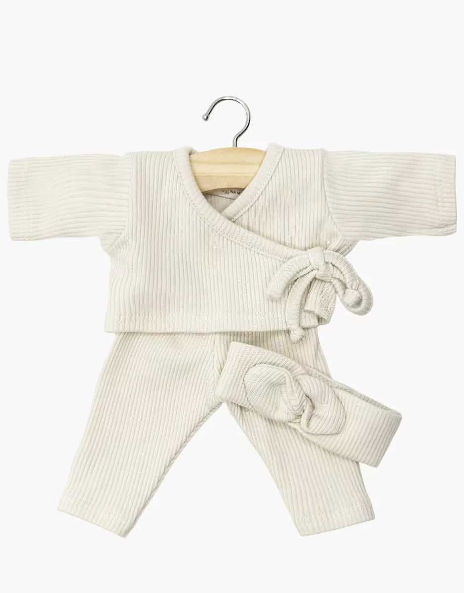 Babies – Ensemble cache-coeur Roxane en maille côtelée lin avec headband