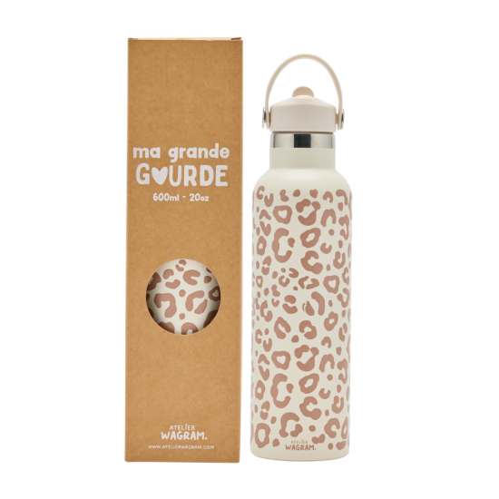 Gourde 600 ml - Léopard crème