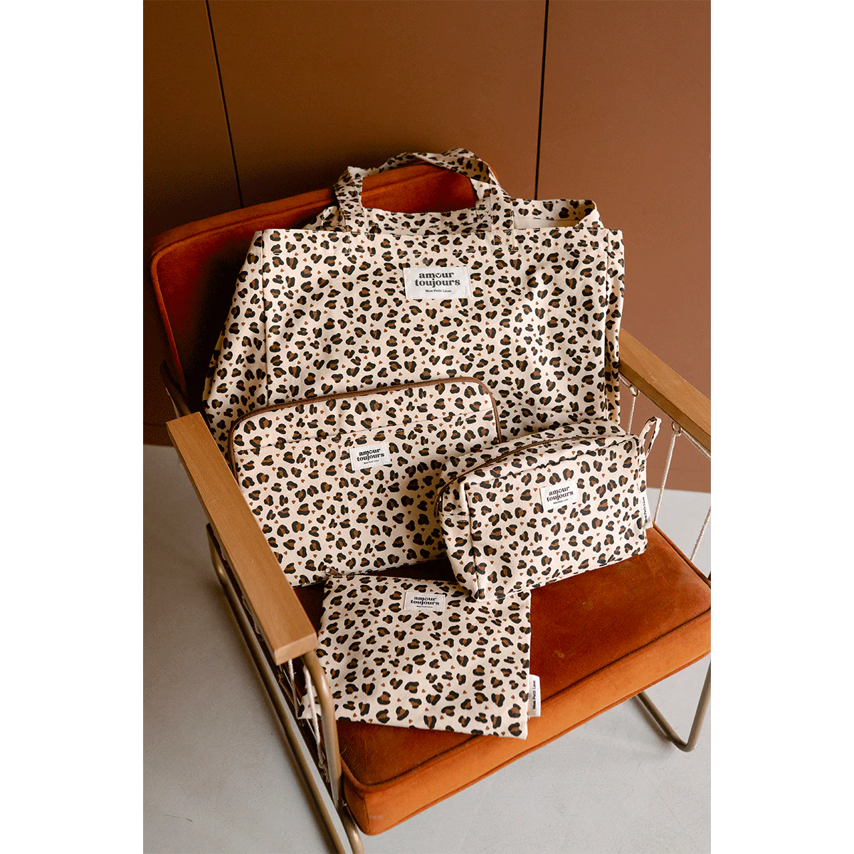 Sac Cabas XXL Léopard cœur Amour toujours