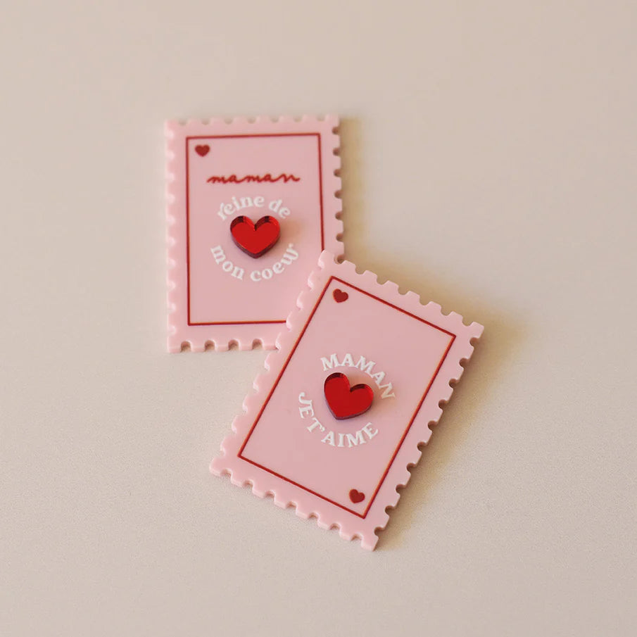 Magnet timbre rose maman