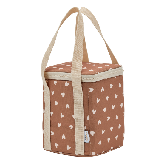 Sac bag isotherme cœur beige / fond marron