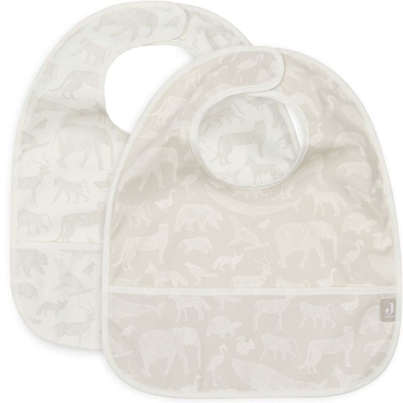 Lot de 2 bavoirs plastifiés Animals Nougat
