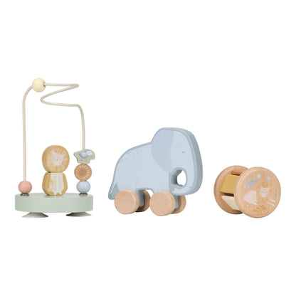 Coffret 3 jeux d'éveil en bois - Safari Friends