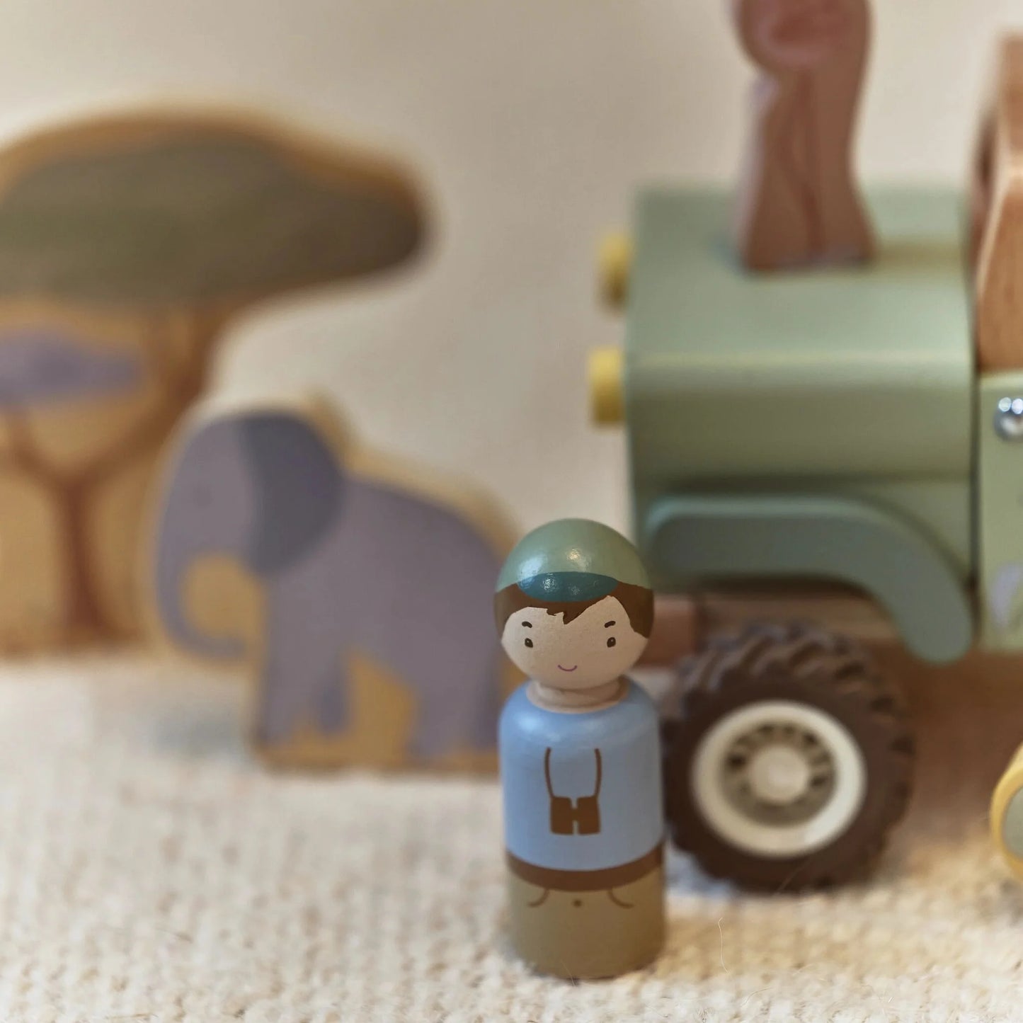 Voiture de Safari et animaux en bois - Safari Friends