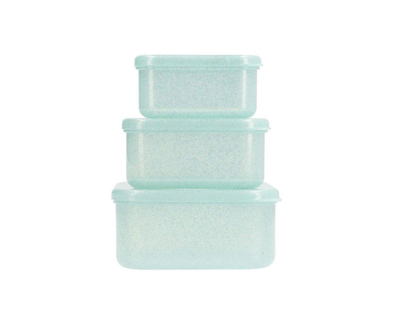 3 Boîtes a lunch à paillettes turquoise