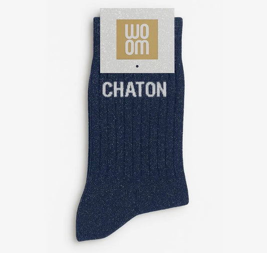 Chaussettes à paillettes - Chaton Marine