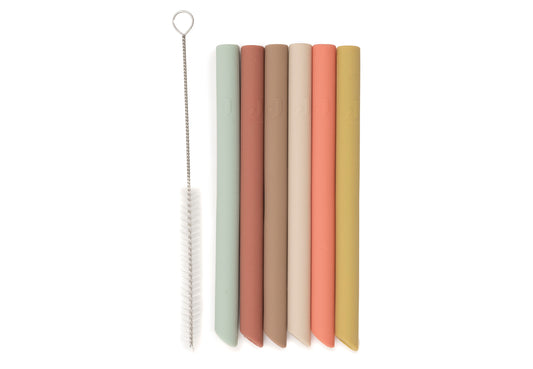 Pailles Silicone Multicolore - 6 Unités