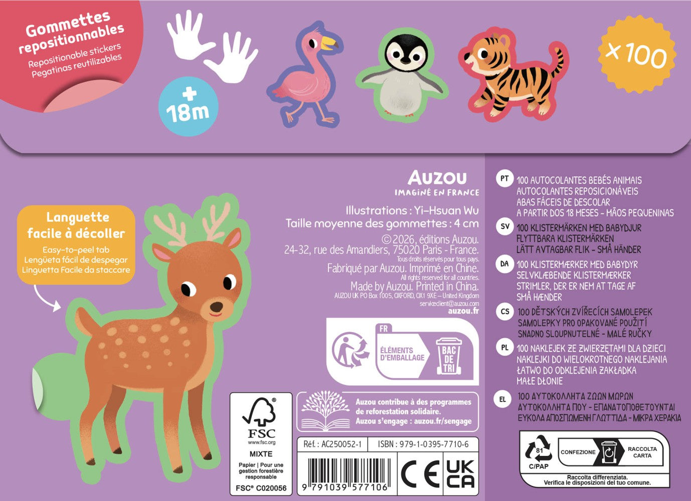 Ma pochette de 100 gommettes - Bébés animaux