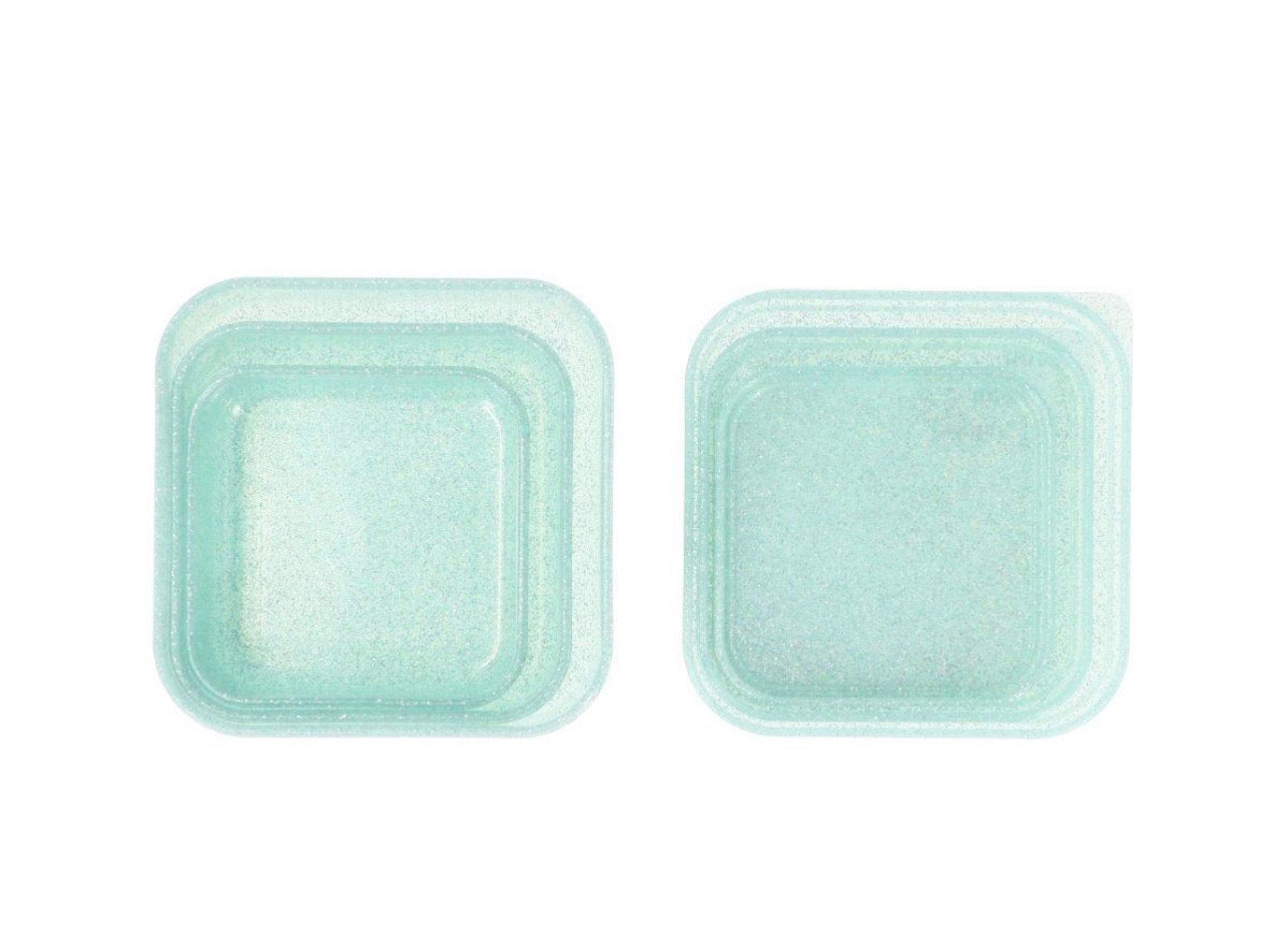 3 Boîtes a lunch à paillettes turquoise