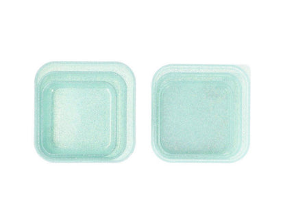 3 Boîtes a lunch à paillettes turquoise