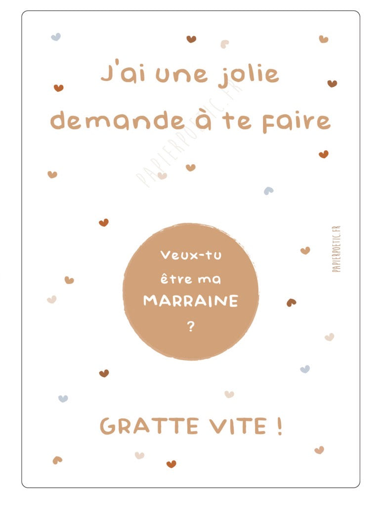 Carte À Gratter Marraine Cœurs Multico