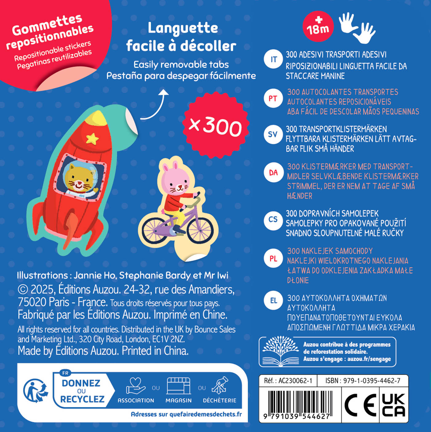Boîte 300 gommettes métal - Transports