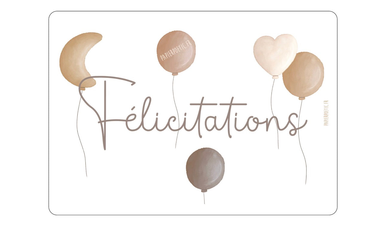 Carte Félicitations Ballon Lune