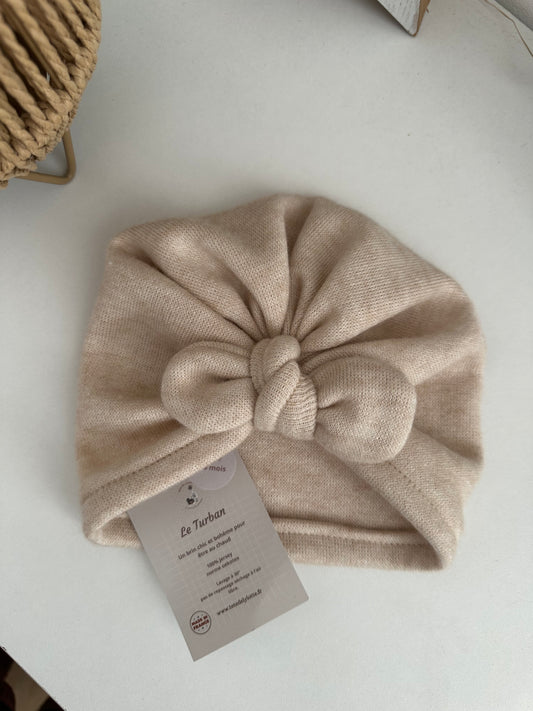 Turban laine fine sable 3/6 mois