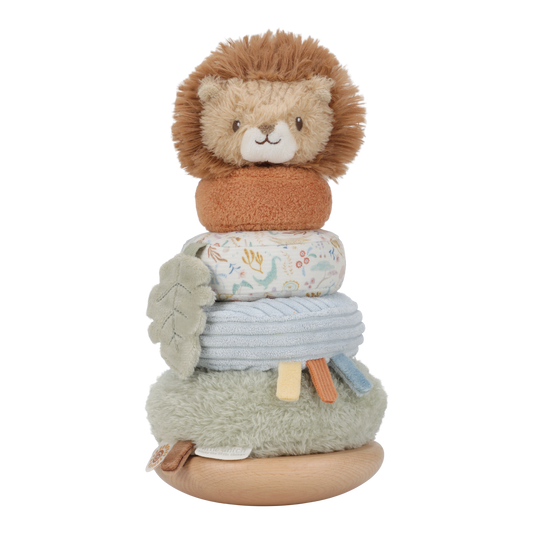 Culbuto Lion à empiler - doudou et bois - safari friends