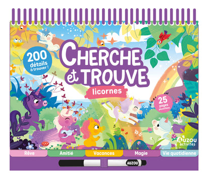 Bloc note Cherche et trouve licorne