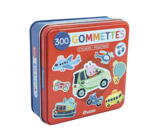 Boîte 300 gommettes métal - Transports