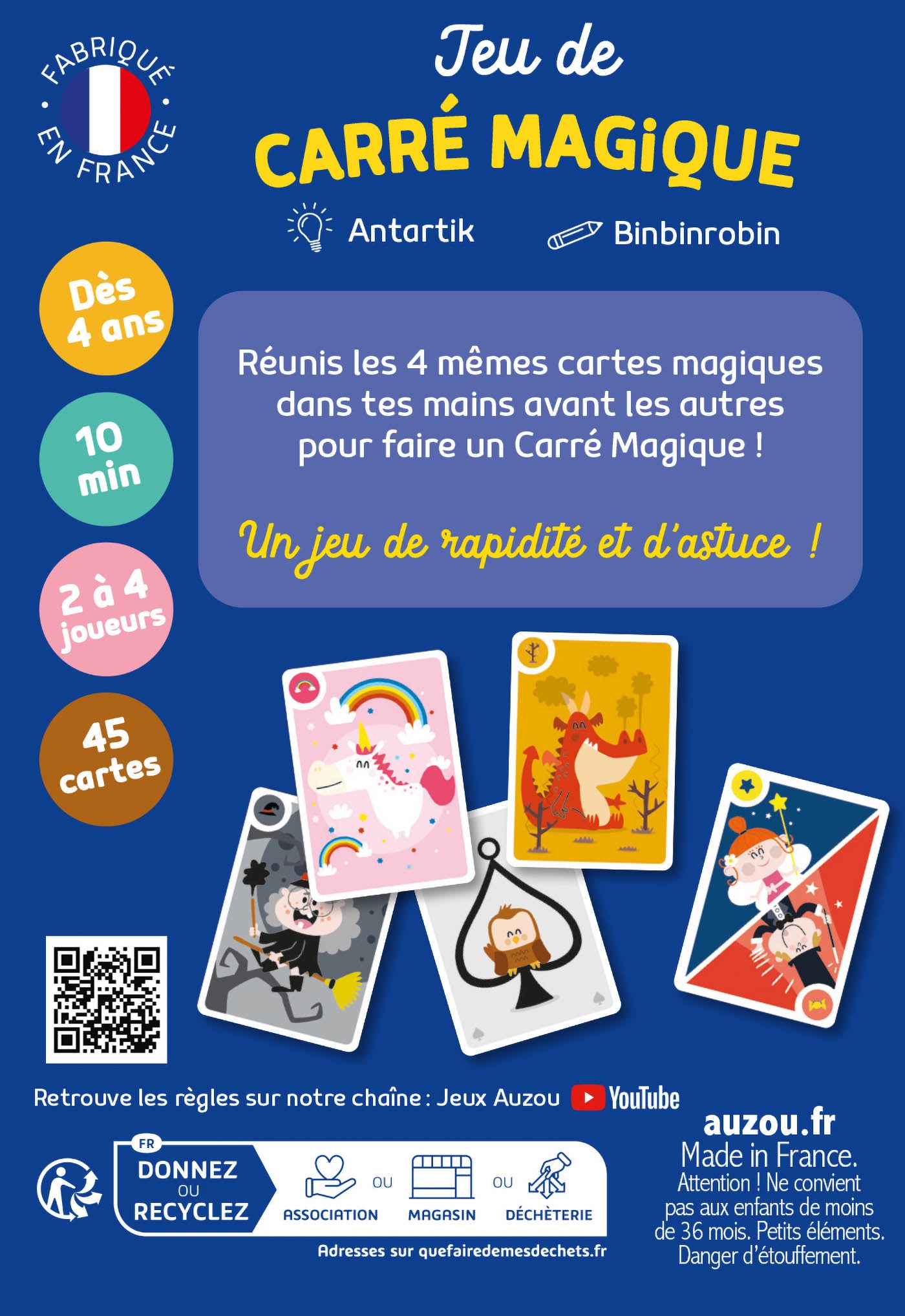 Jeux de cartes -  Jeu de carré magique - le rem's pour enfants