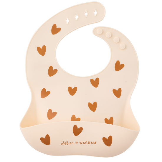 Bavoir silicone - Cœur Crème