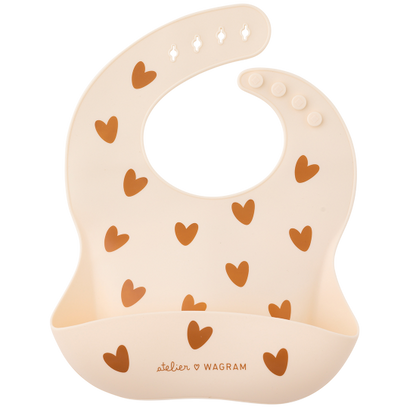 Bavoir silicone - Cœur Crème