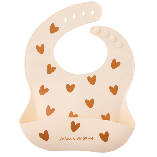 Bavoir silicone - Cœur Crème
