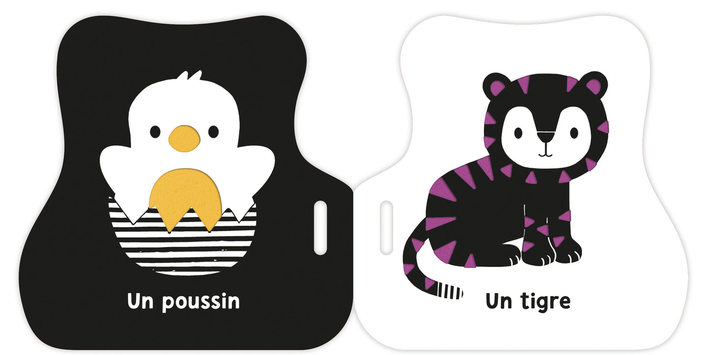 Mon premier livre poussette en noir et blanc - Animaux mignons