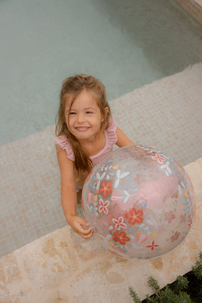 Ballon de plage 3D - Pink Flowers - 35 cm