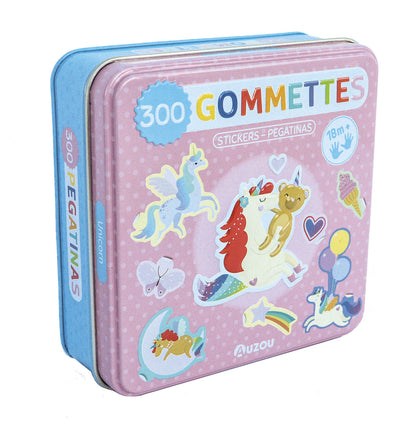 Boîte 300 gommettes métal - licornes