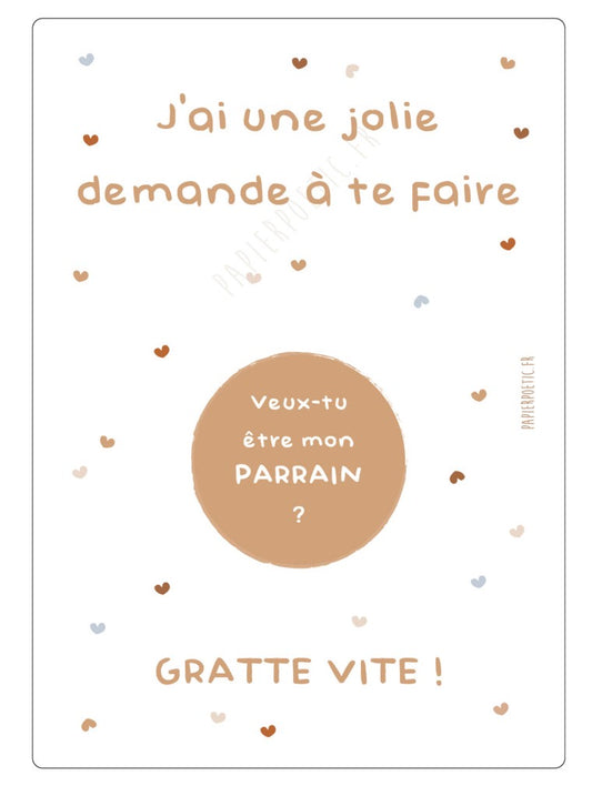 Carte À Gratter Parrain Cœurs Multico