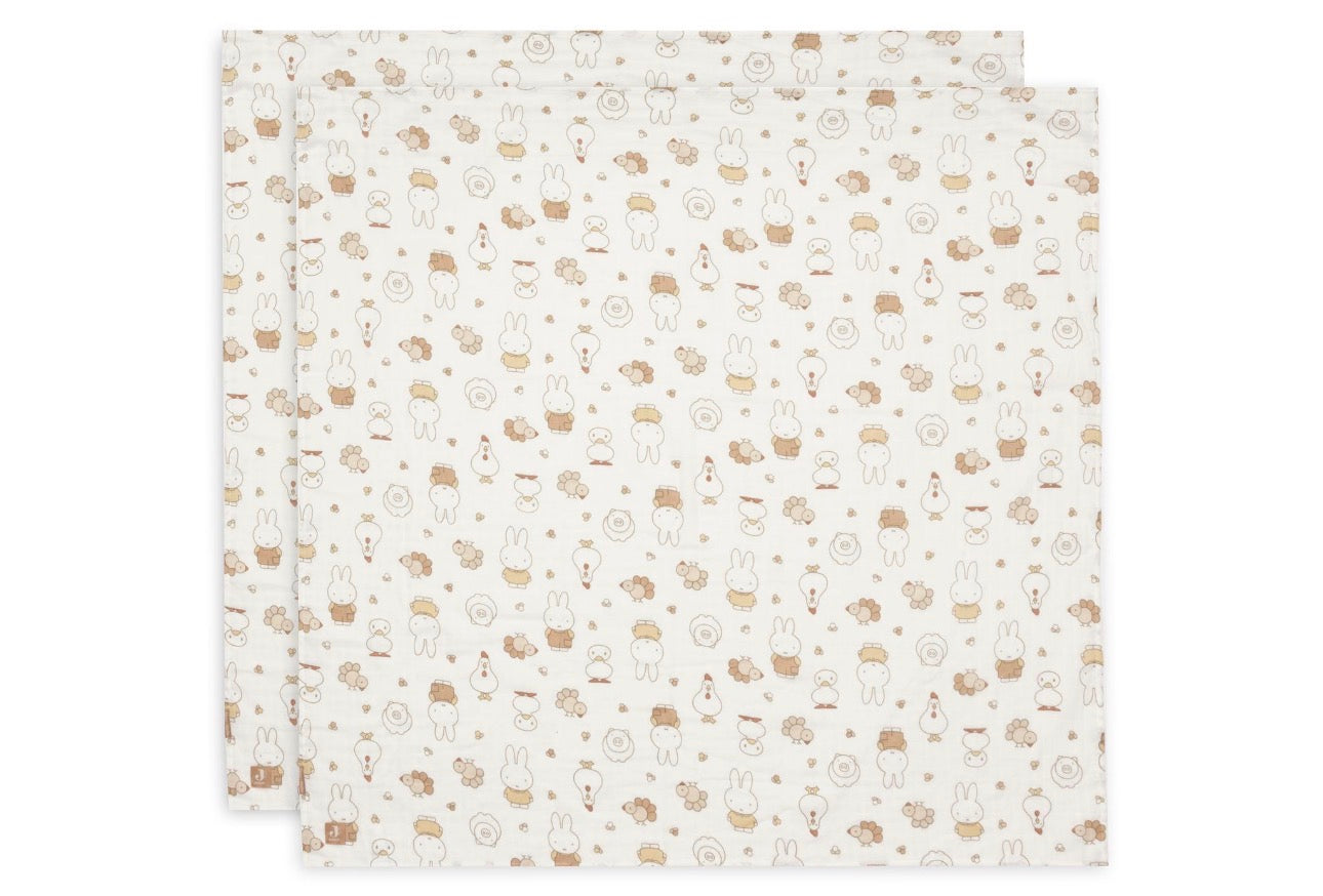 Lange Gaze de Coton 115x115cm - Miffy Family Farm - 2 Unités