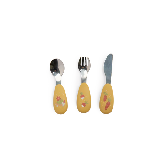 Set couverts silicone - Trois petits Lapins