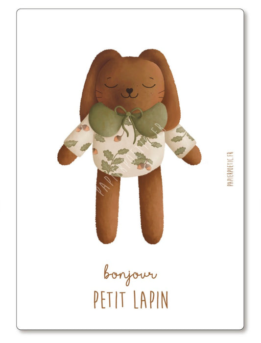 Carte Doudou Lapin Marron