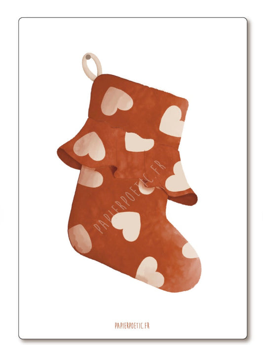 Carte Chaussette De Noël Cœurs