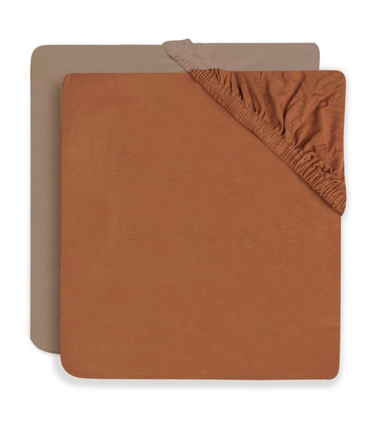 Drap-housse pack 2 - Jersey - caramel / biscuit